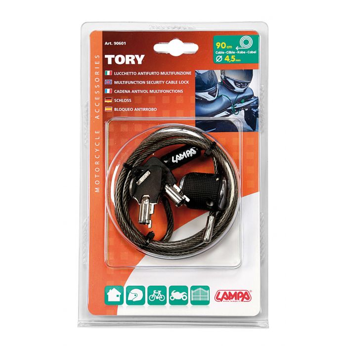 Lucchetto Antifurto Tory Con Cavo Di Sicurezza Lampa 90601