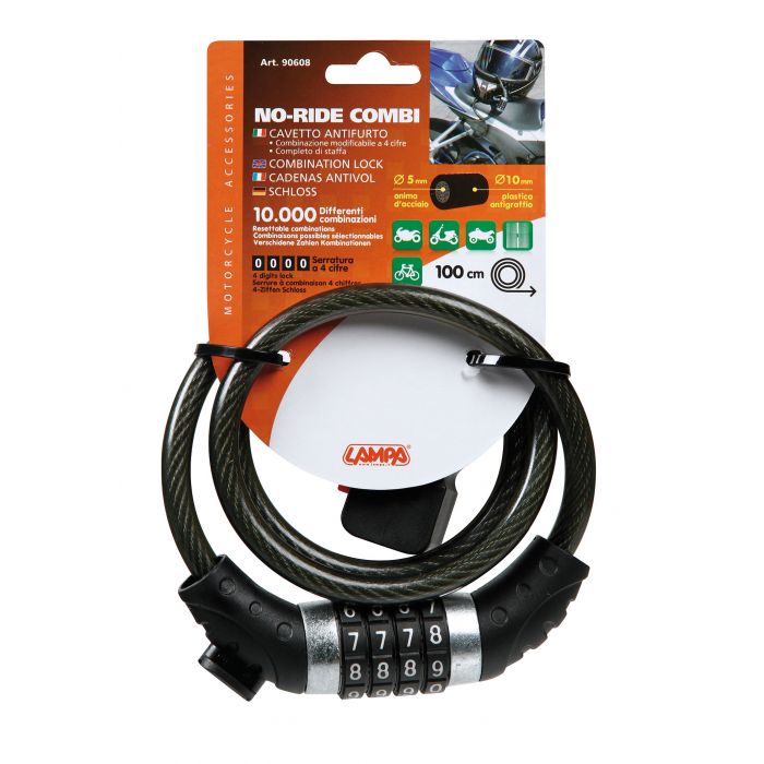 Cavo Antifurto No-ride Combi 10mmx0,9mt Lampa 90608