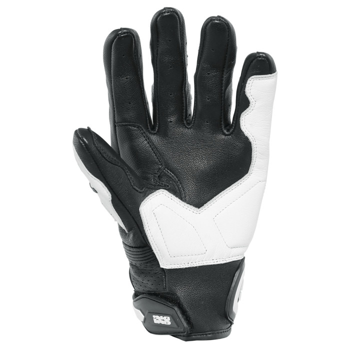 Guante corto de cuero de cabra deportivo Ixs Rs-400 Blanco negro