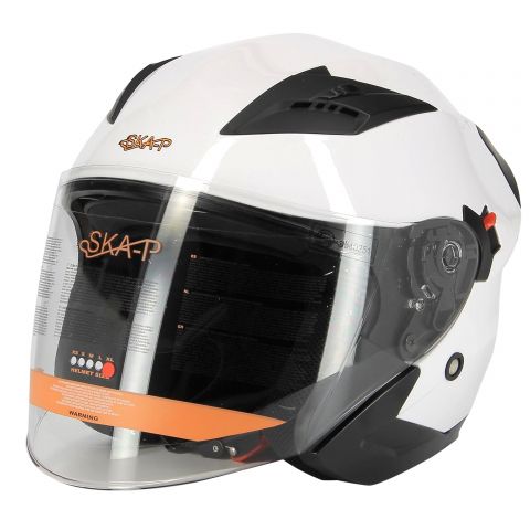 Jet Double Visor Helmet Ska-p Bolt White Metal