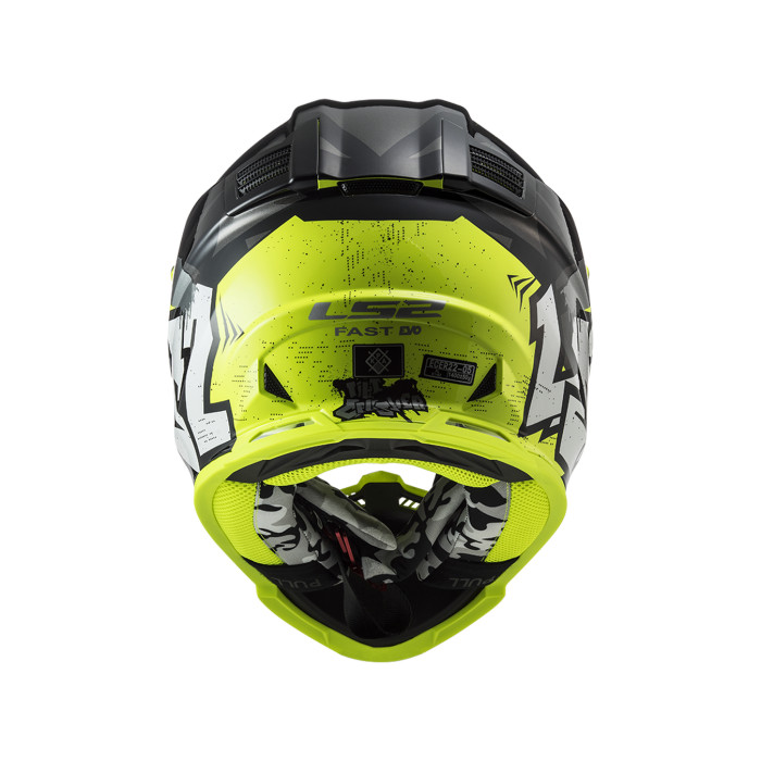 Casco Mx Cross Ls2 Mx437 Fast Evo Crusher Black H-v Yellow