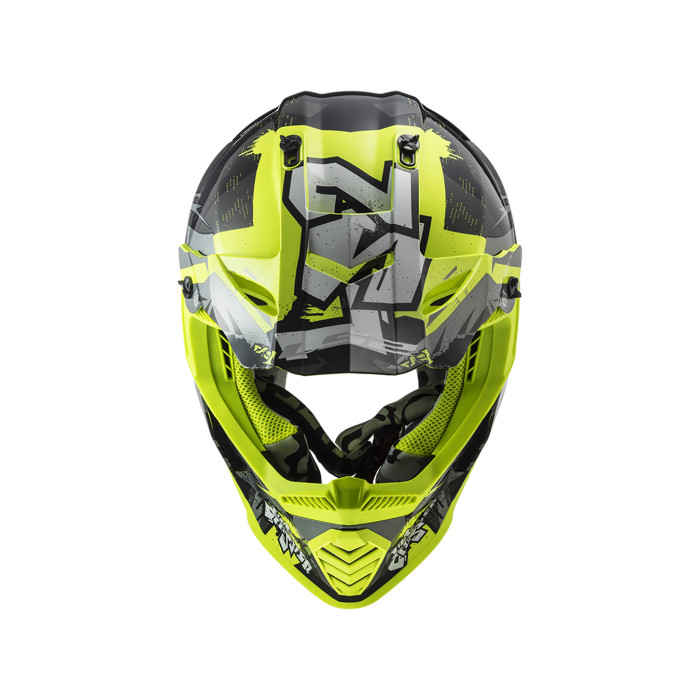 Casco Mx Cross Ls2 Mx437 Fast Evo Crusher Black H-v Yellow