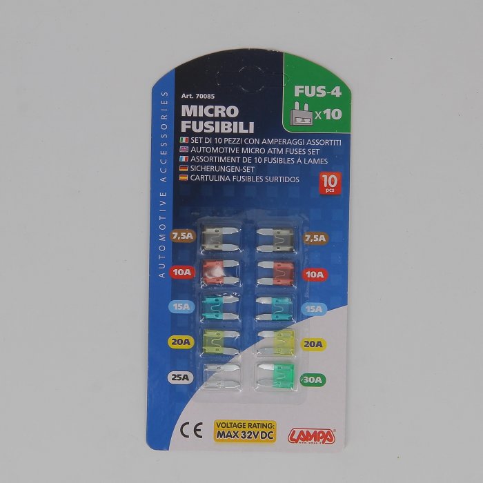 la70085-0000.jpg| CARTELLINA MICRO FUSIBILI 10PZ LAMPA 70085