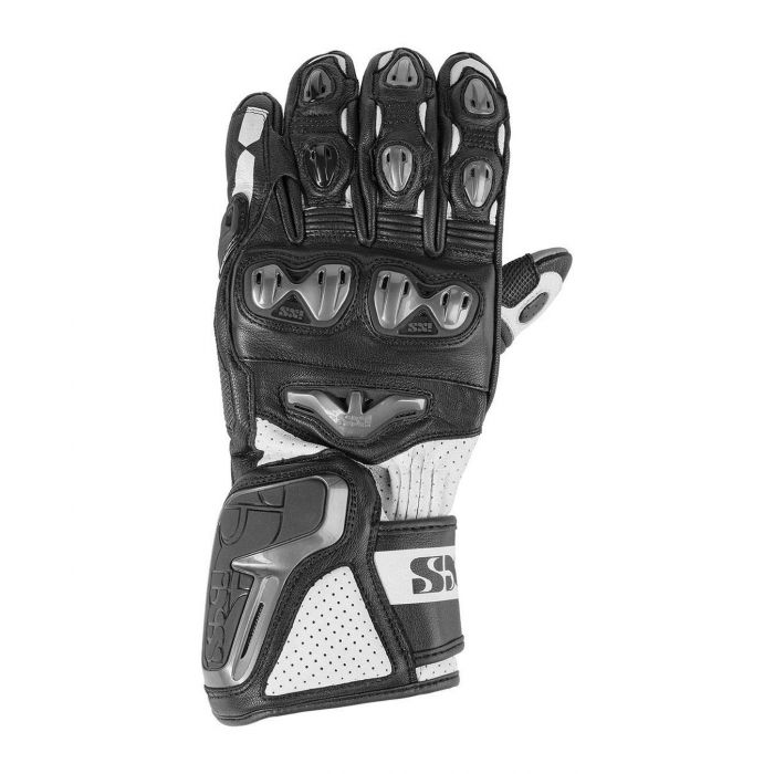 Guanto Sport In Pelle Di Capra E Canguro Ixs Rs-400 White Black