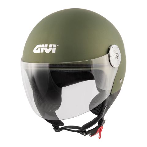 Demi Jet Givi 10.7 helmet from saddle pad matt green